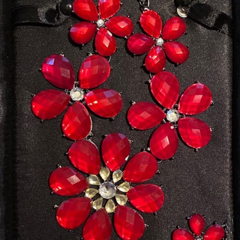 Gorgeous Red Necklace & Matching Earring Set